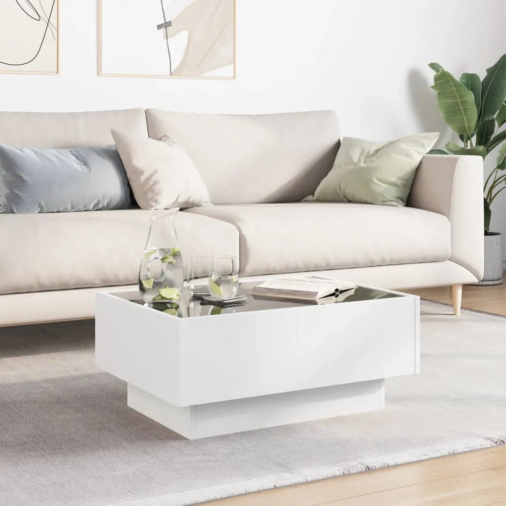 Coffee Table with LED White 70x50x30 cm Engineered Wood