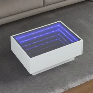 Coffee Table with LED White 70x50x30 cm Engineered Wood