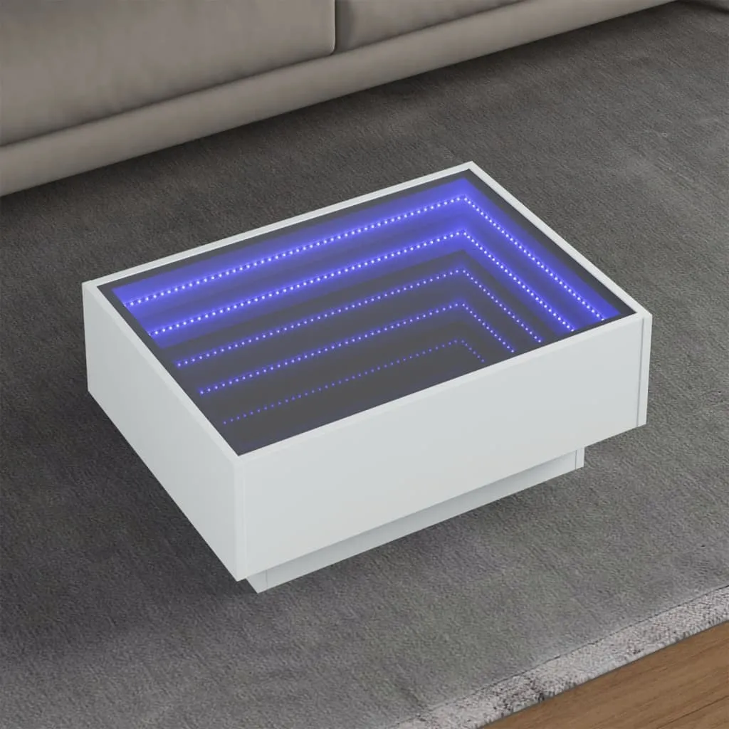 Coffee Table with LED White 70x50x30 cm Engineered Wood
