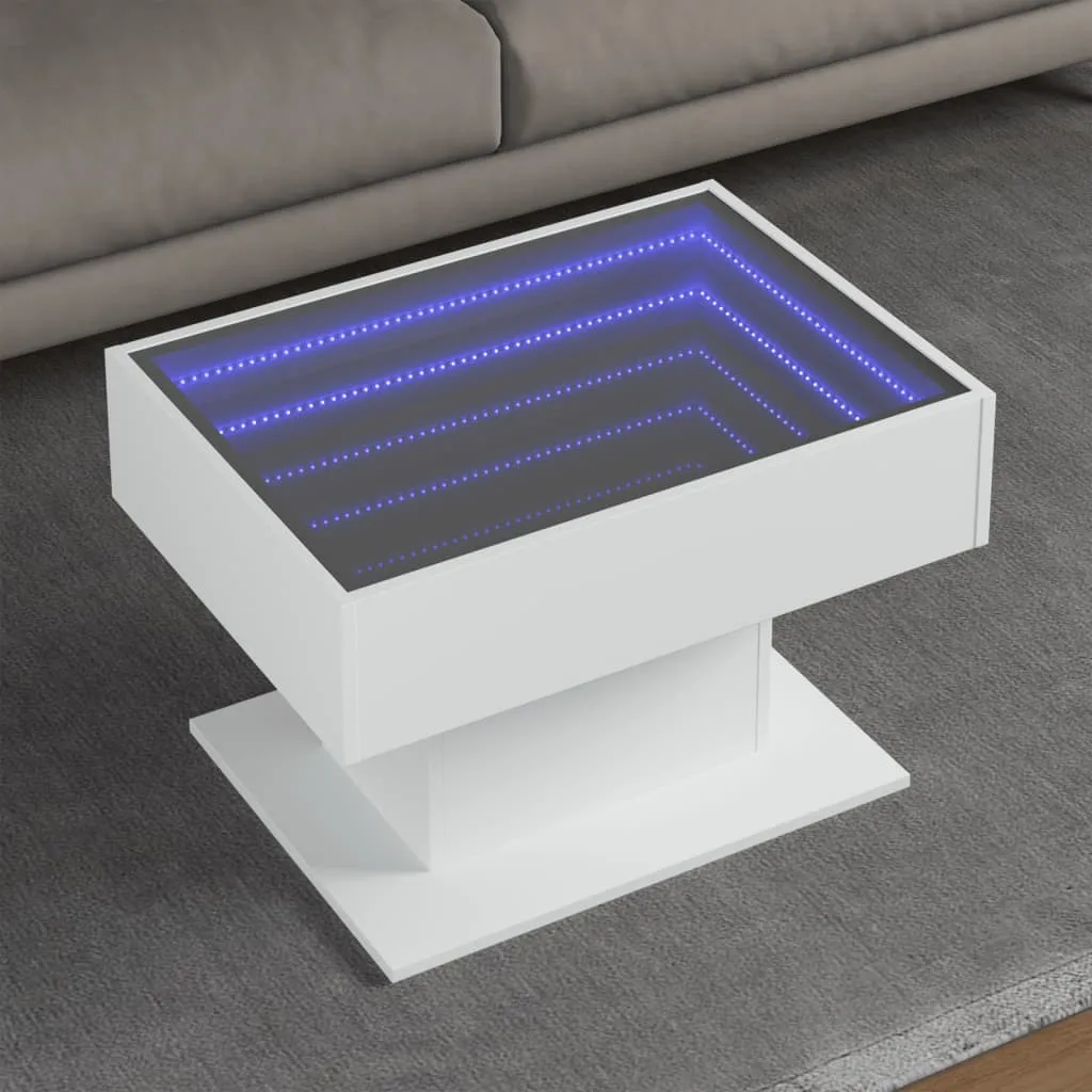Coffee Table with LED White 70x50x45 cm Engineered Wood