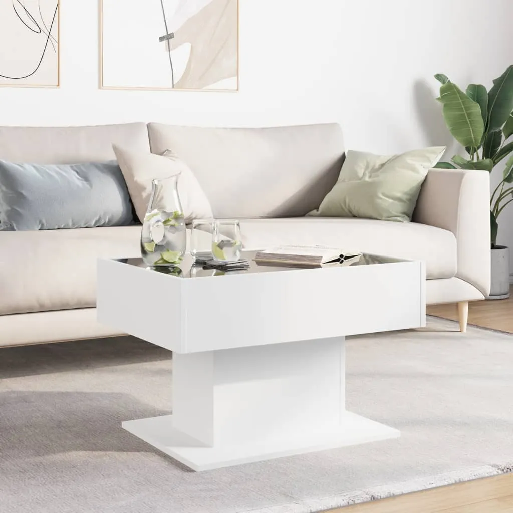 Coffee Table with LED White 70x50x45 cm Engineered Wood