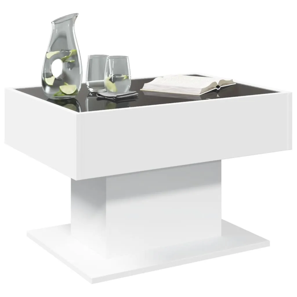 Coffee Table with LED White 70x50x45 cm Engineered Wood