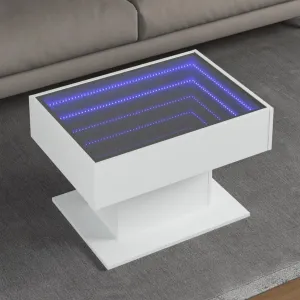 Coffee Table with LED White 70x50x45 cm Engineered Wood