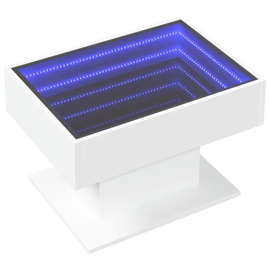 Coffee Table with LED White 70x50x45 cm Engineered Wood