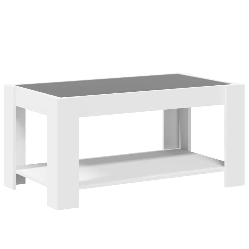 Coffee Table with LED White 93x53x45 cm Engineered Wood