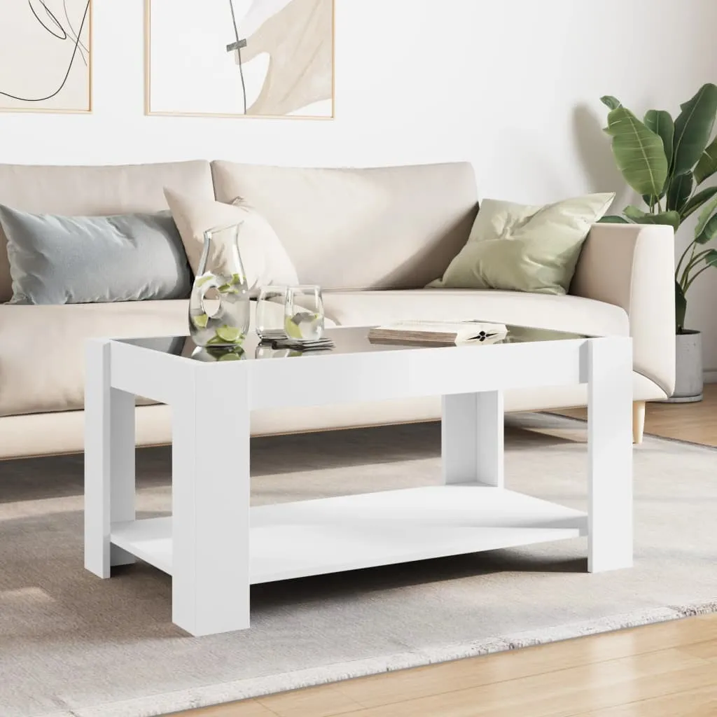 Coffee Table with LED White 93x53x45 cm Engineered Wood