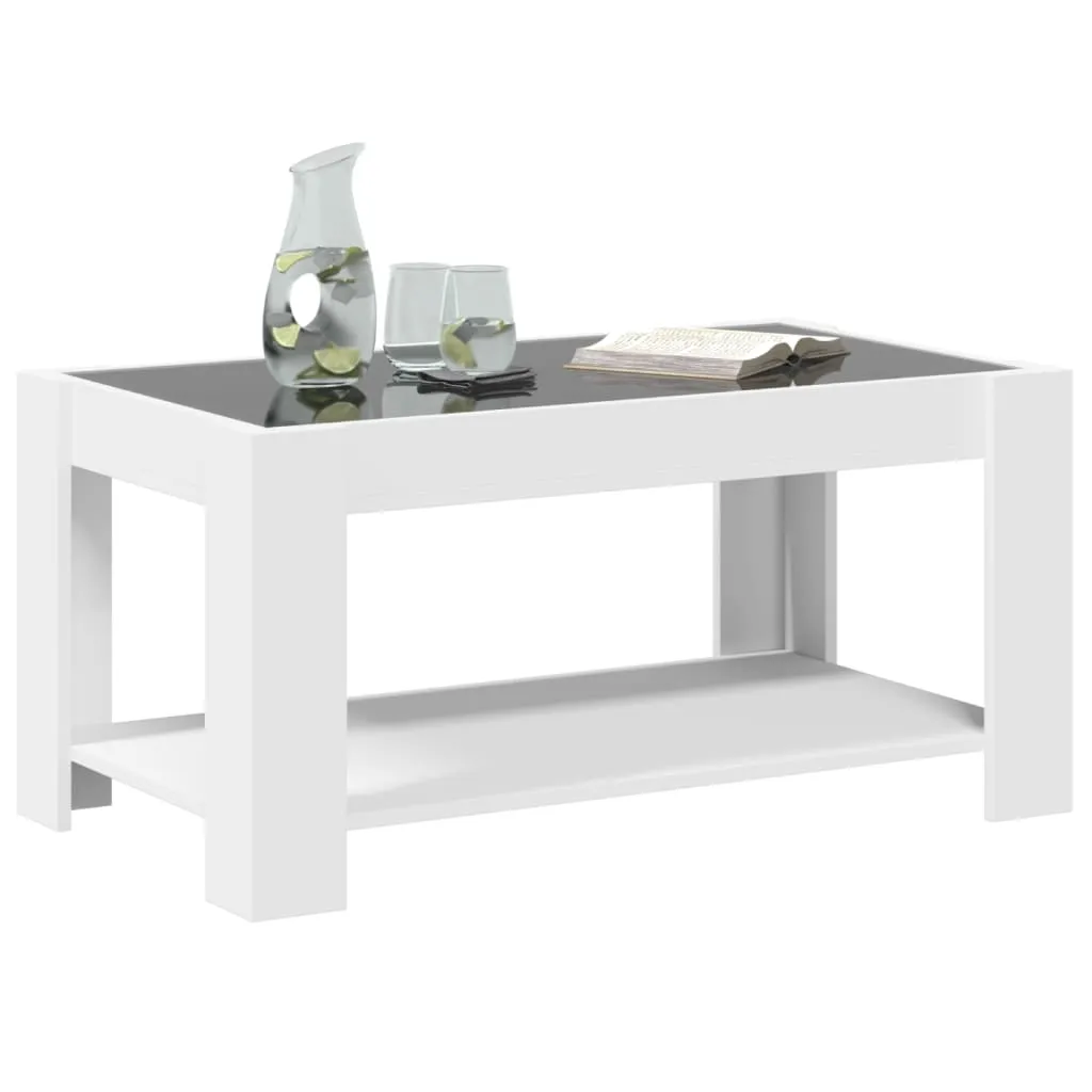 Coffee Table with LED White 93x53x45 cm Engineered Wood