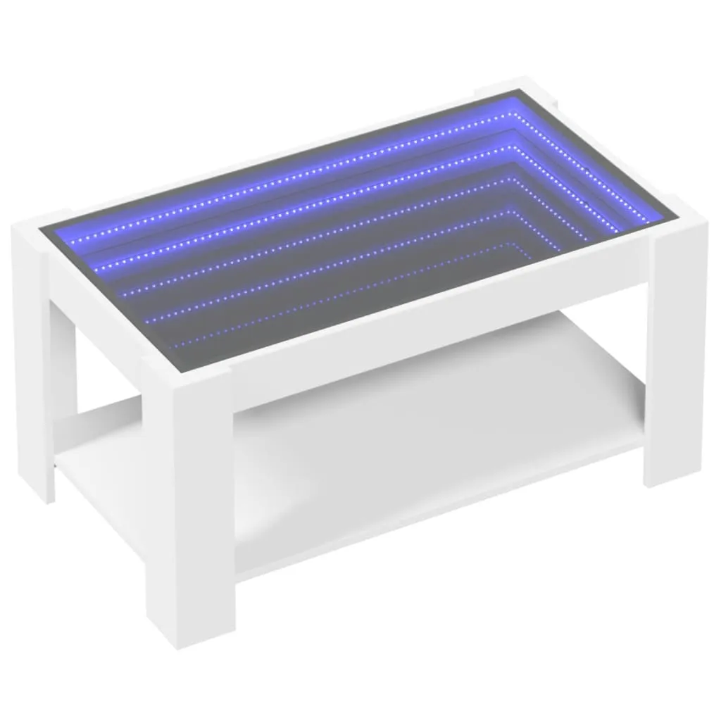 Coffee Table with LED White 93x53x45 cm Engineered Wood