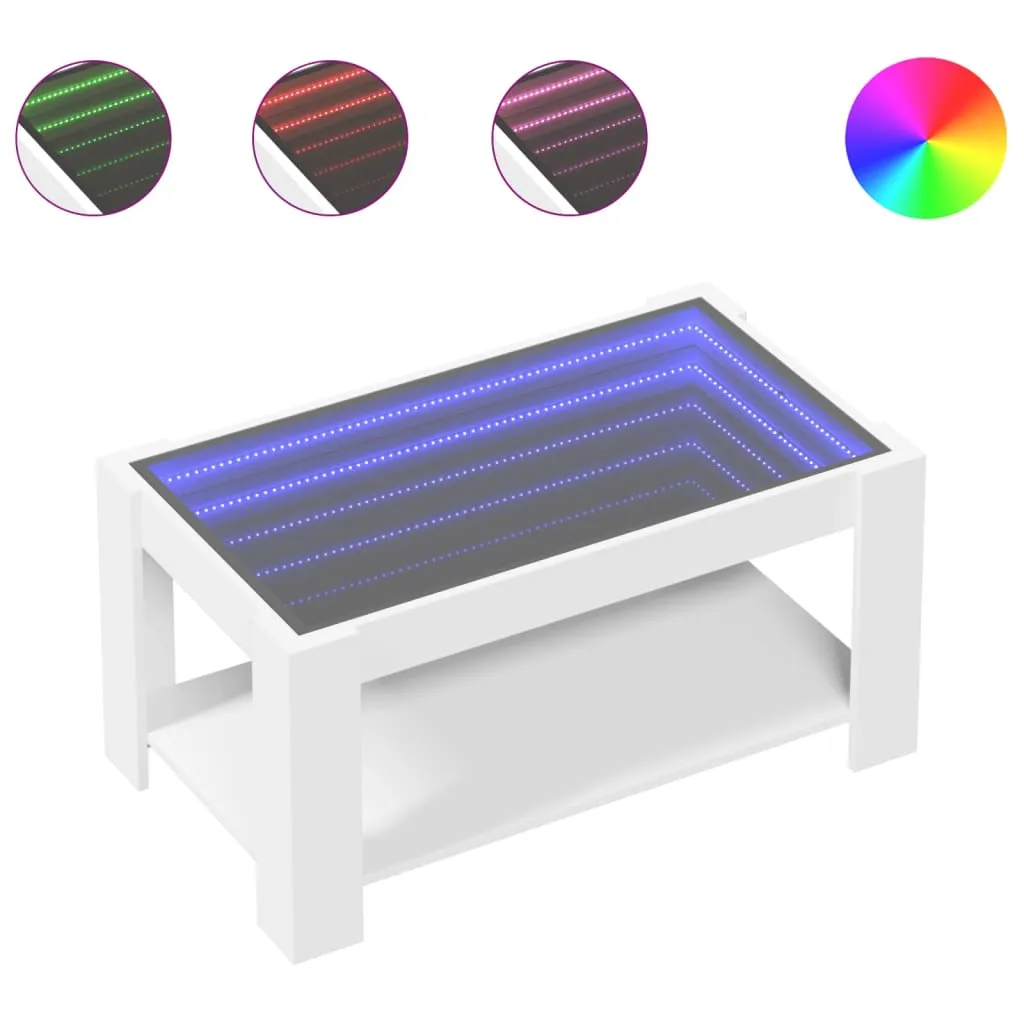 Coffee Table with LED White 93x53x45 cm Engineered Wood