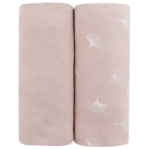 Crib Sheet Two Pack | Gingko Print Cotton Pink | Ely's & Co