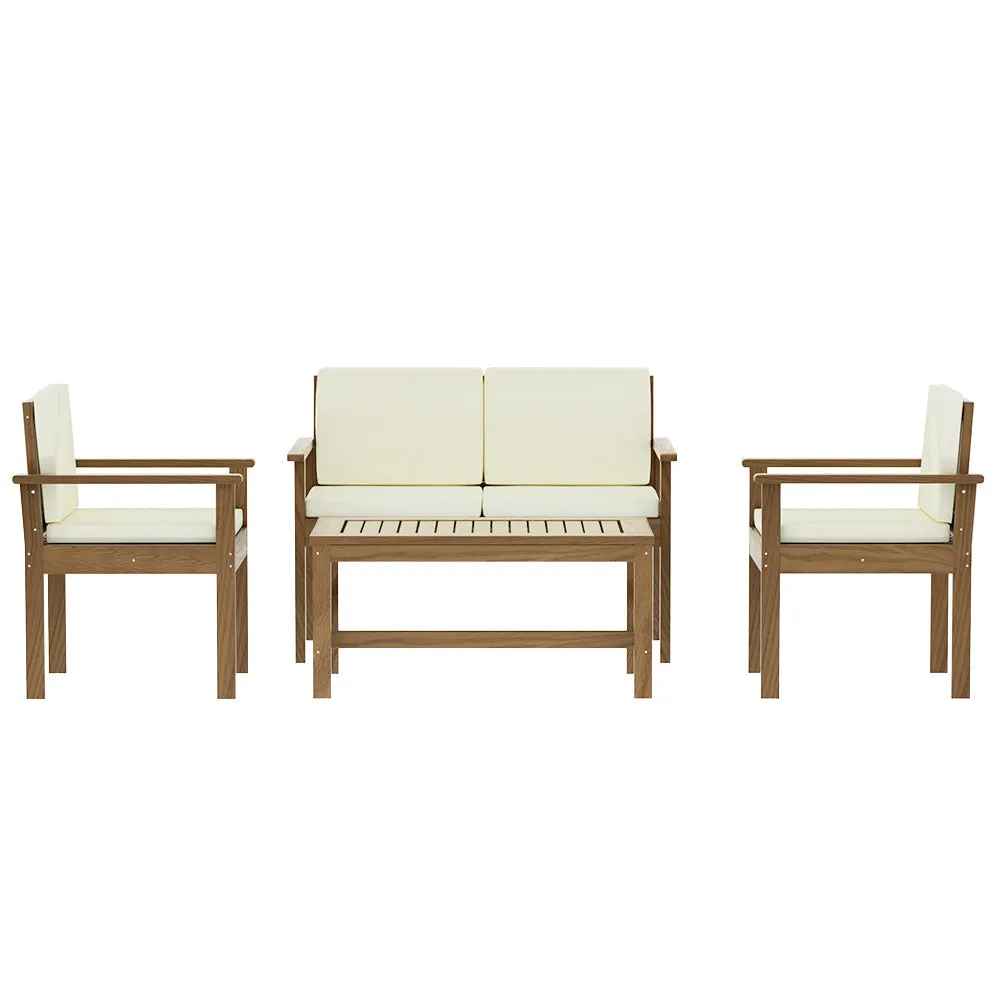 Durable Acacia Outdoor 4-Piece Sofa Set with Cushions - Gardeon