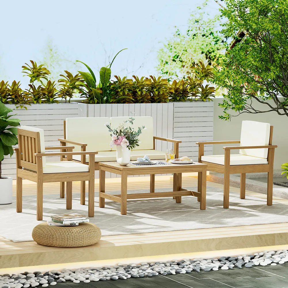 Durable Acacia Outdoor 4-Piece Sofa Set with Cushions - Gardeon