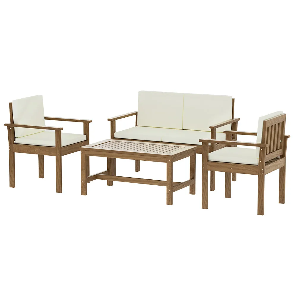 Durable Acacia Outdoor 4-Piece Sofa Set with Cushions - Gardeon