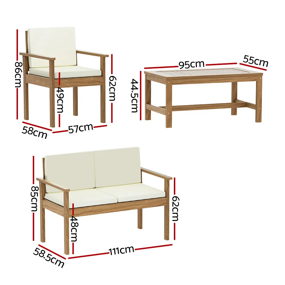 Durable Acacia Outdoor 4-Piece Sofa Set with Cushions - Gardeon