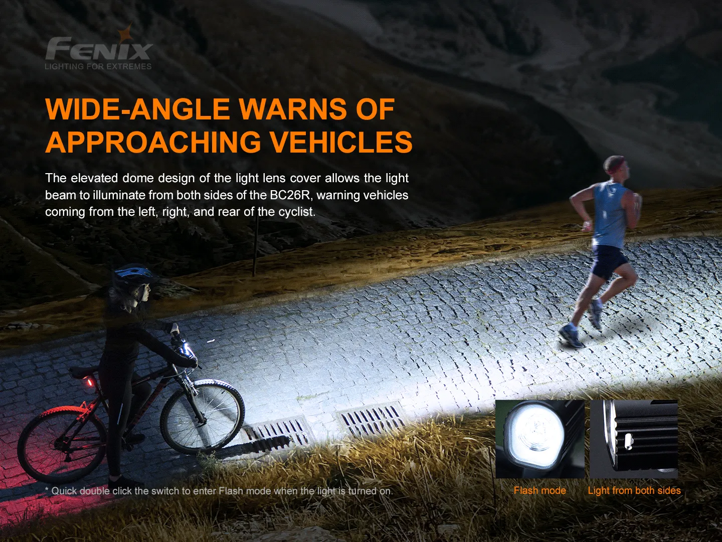 Fenix BC26R Ultra Bright Rechargeable Bicycle Light with Fenix BC05 V2.0 Rear light