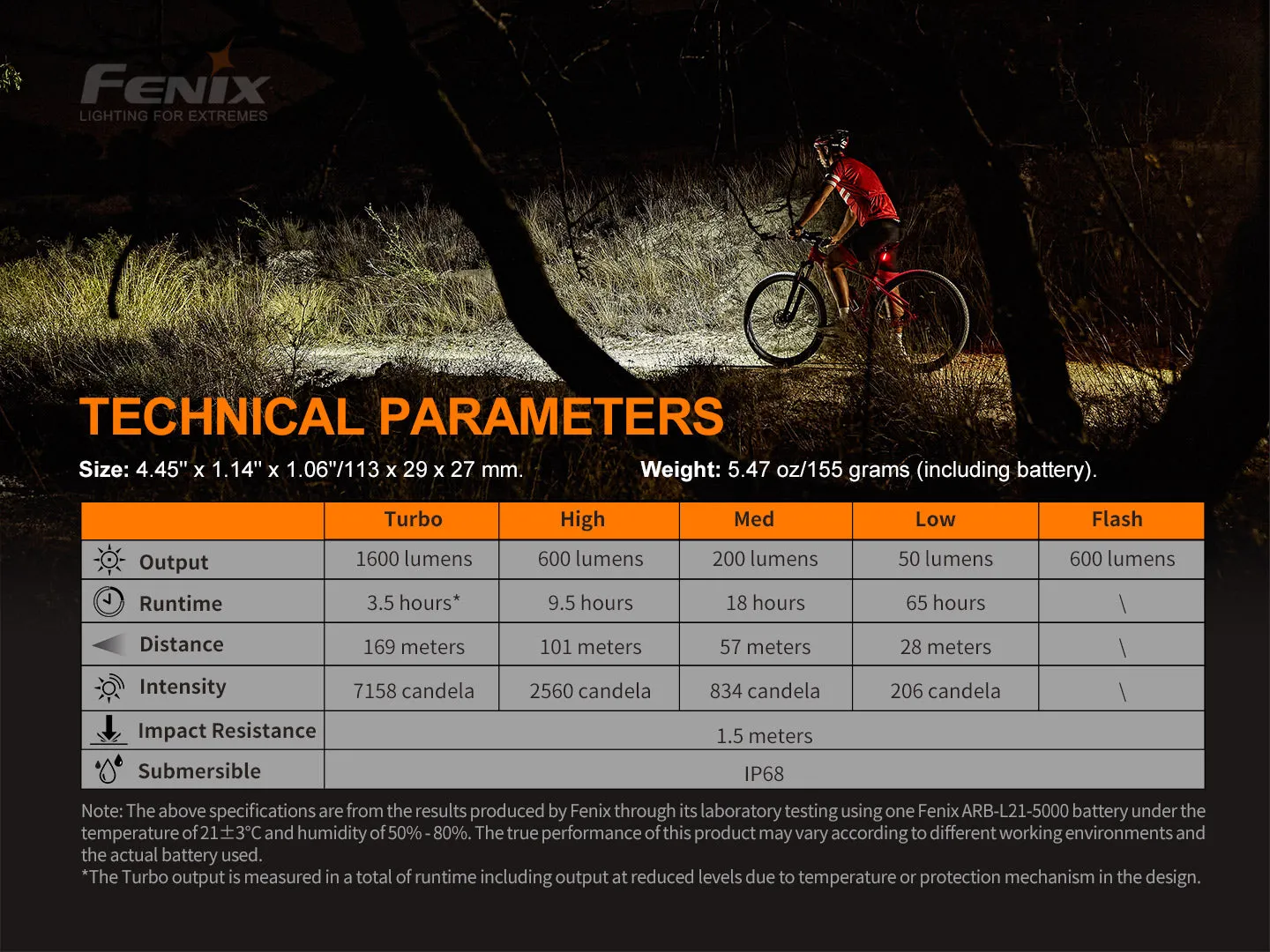 Fenix BC26R Ultra Bright Rechargeable Bicycle Light with Fenix BC05 V2.0 Rear light