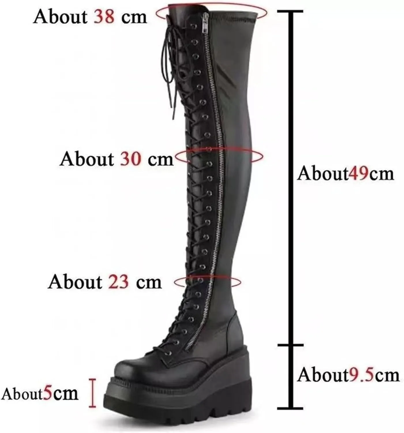 GUNIYIFS Over the Knee Boots for Women - Goth Punk Thigh High Motorcycle Boots with Buckles and Side Lace