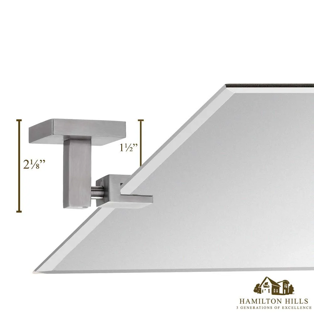 Hamilton Hills Large Squared Modern Pivot Rectangle Mirror with Polished Chrome Wall