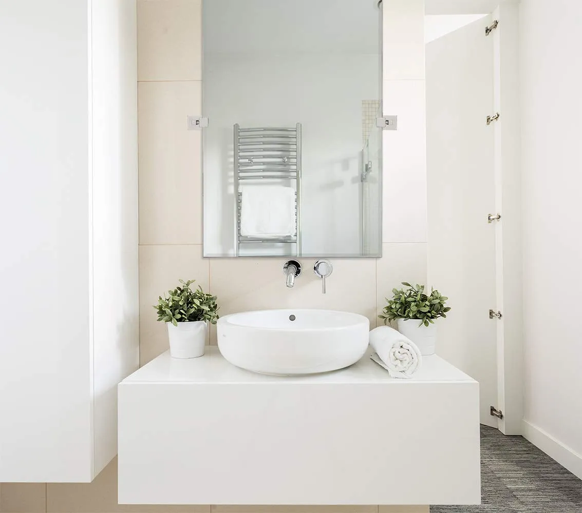Hamilton Hills Large Squared Modern Pivot Rectangle Mirror with Polished Chrome Wall