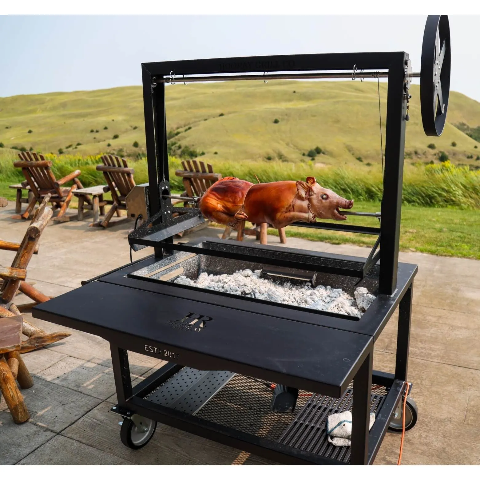 Hooray Grill Company 40" Open Fire Grill with Rotisserie