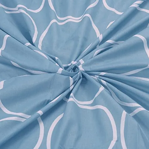 Huesland by Ahmedabad Cotton 144 TC Fitted Cotton Bedsheet Single Bed with 1 Pillow Cover | 36x78 inches, Blue & White