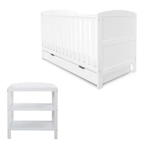 Ickle Bubba Coleby Classic 2 Piece Furniture Set with Under Drawer White
