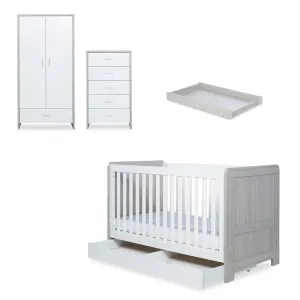 Ickle Bubba Pembrey 4 Piece Furniture Set and Under Drawer Ash Grey & White
