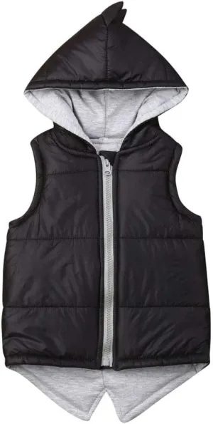 Kids Baby Boys Girls Dinosaur Hoodie Jacket Zipper Up Cotton Padded Hooded Coat Outwear