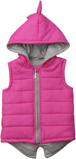 Kids Baby Boys Girls Dinosaur Hoodie Jacket Zipper Up Cotton Padded Hooded Coat Outwear