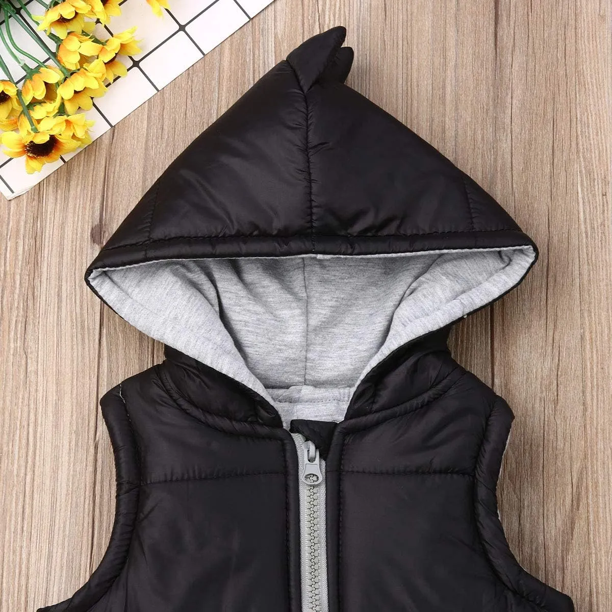 Kids Baby Boys Girls Dinosaur Hoodie Jacket Zipper Up Cotton Padded Hooded Coat Outwear