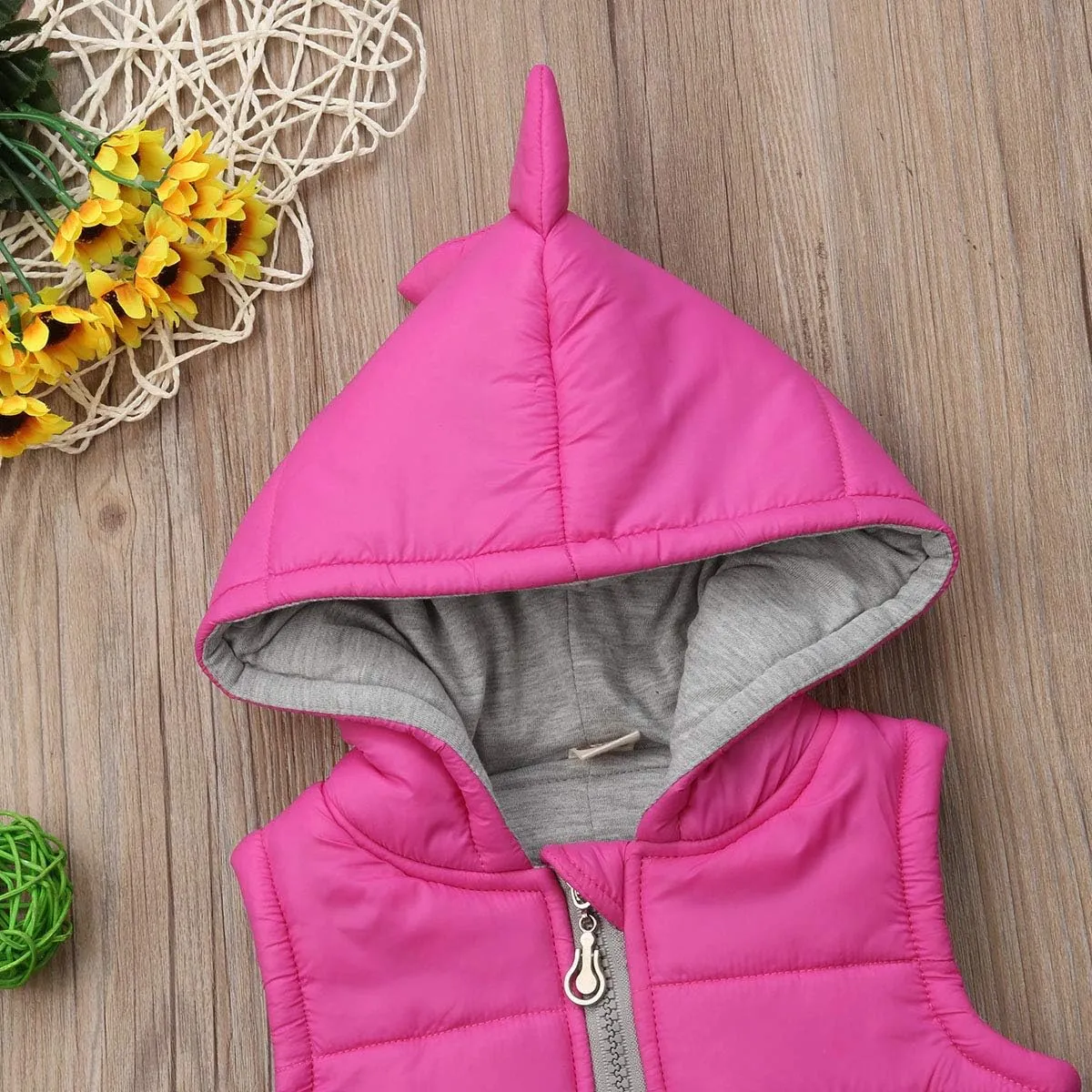 Kids Baby Boys Girls Dinosaur Hoodie Jacket Zipper Up Cotton Padded Hooded Coat Outwear
