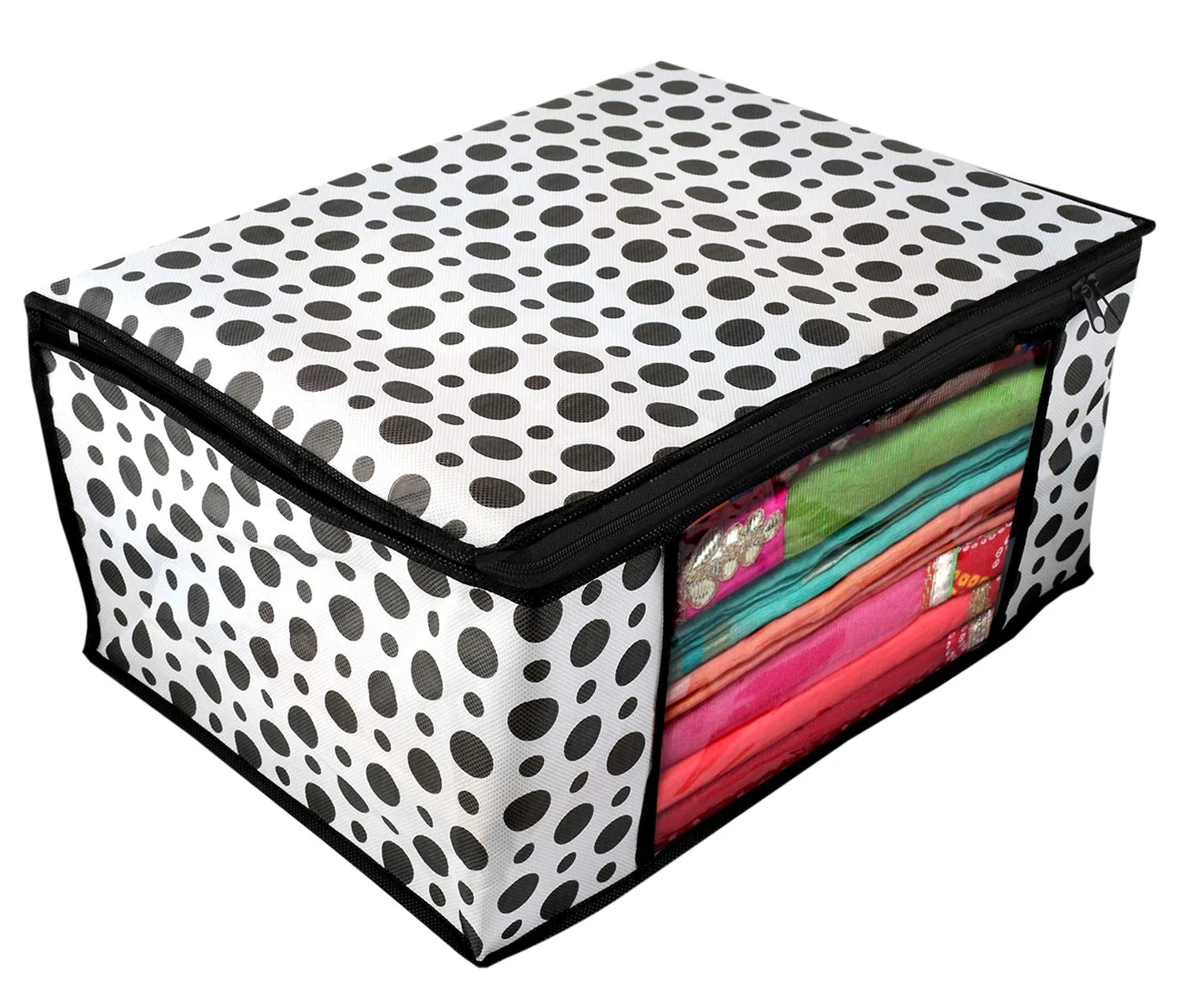 Kuber Industries Saree Covers With Zip|Saree Covers For Storage|Saree Packing Covers For Wedding|Pack of 8 (Black & White)