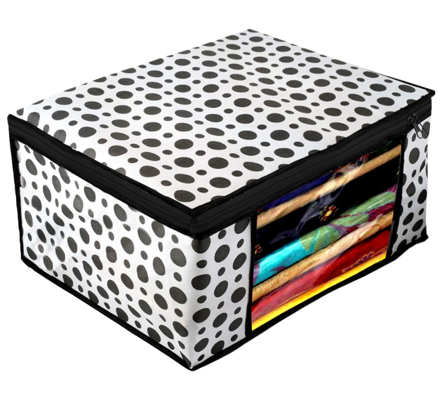 Kuber Industries Saree Covers With Zip|Saree Covers For Storage|Saree Packing Covers For Wedding|Pack of 8 (Black & White)