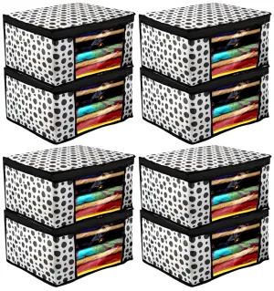 Kuber Industries Saree Covers With Zip|Saree Covers For Storage|Saree Packing Covers For Wedding|Pack of 8 (Black & White)