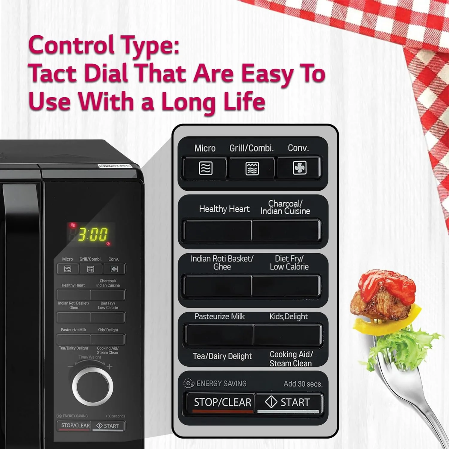 LG MJ2887BWUM 28 L Charcoal Convection Healthy Microwave Oven (Black, 360 Motorised Rotisserie)
