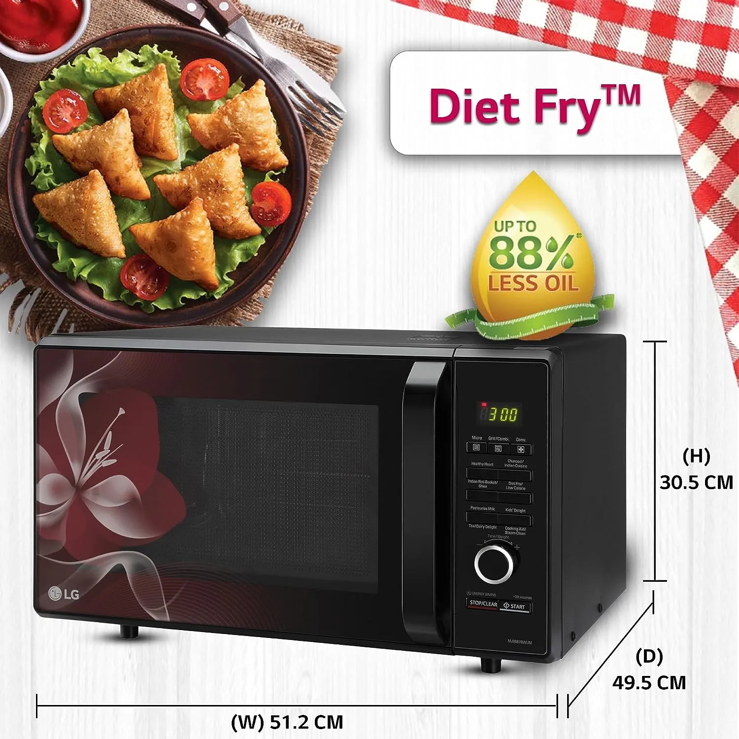 LG MJ2887BWUM 28 L Charcoal Convection Healthy Microwave Oven (Black, 360 Motorised Rotisserie)