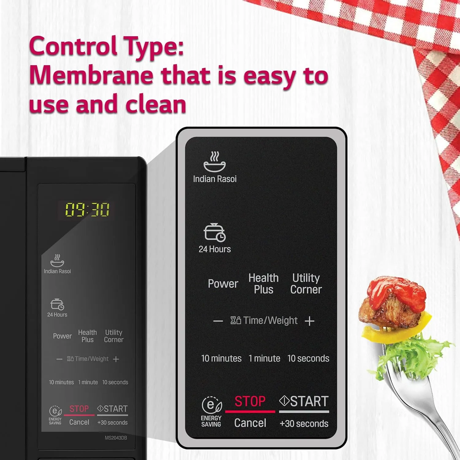LG MS2043DB 20 L Solo Microwave Oven | 44 Auto Cook Menus | Touch Keypad | Child Lock | Compact Design | Black