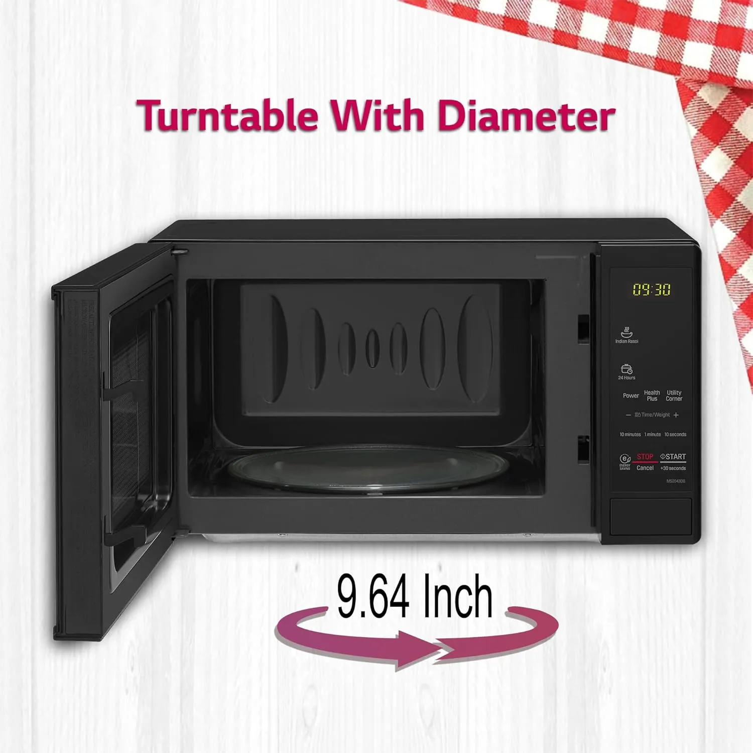 LG MS2043DB 20 L Solo Microwave Oven | 44 Auto Cook Menus | Touch Keypad | Child Lock | Compact Design | Black