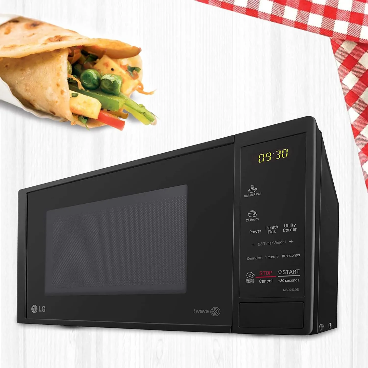 LG MS2043DB 20 L Solo Microwave Oven | 44 Auto Cook Menus | Touch Keypad | Child Lock | Compact Design | Black
