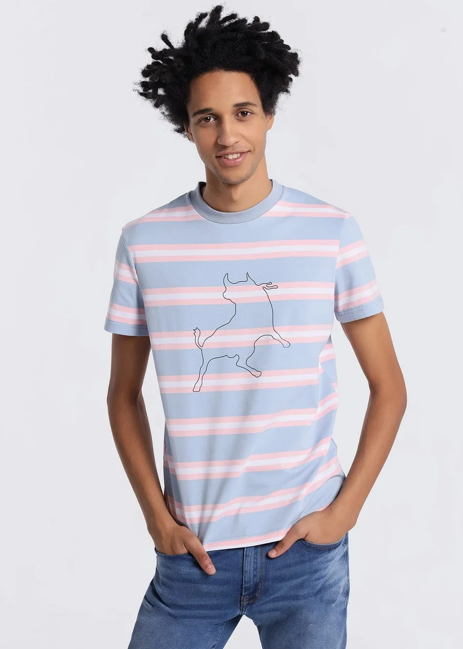 Lois striped cotton t-shirt blue/pink