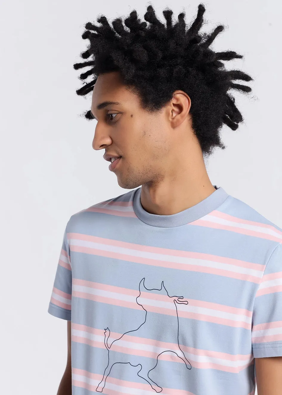 Lois striped cotton t-shirt blue/pink