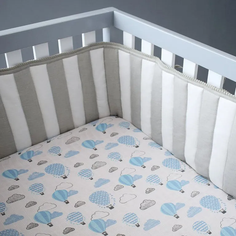 Masilo Organic Fitted Cot Sheet - Up Up & Away (Blue)
