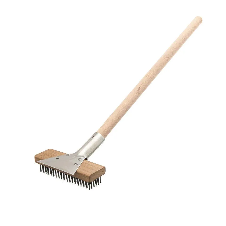 Nella 30" Brass Broiler Brush with Horizontal Scraper