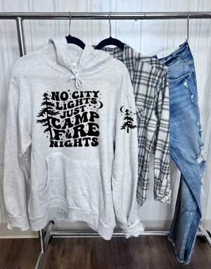 No City Lights Just Camp Fire Nights Hoodie in Ash
