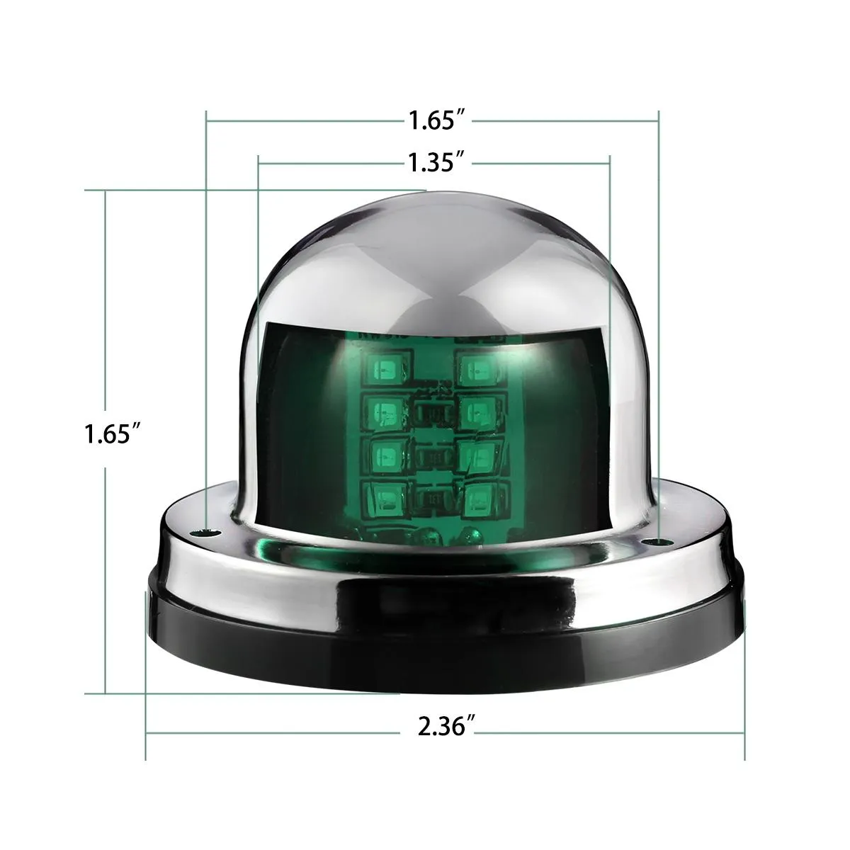 Partsam 12V Marine Boat Yacht Light LED Bow Navigation Lights Deck Mount Red Green Side Port Starboard Lights Sailing Signal Light Submersible 8 LED for Pontoons Skeeter Stainless Steel
