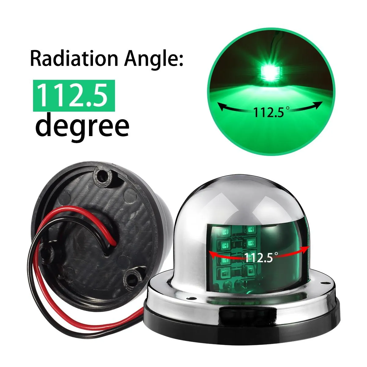 Partsam 12V Marine Boat Yacht Light LED Bow Navigation Lights Deck Mount Red Green Side Port Starboard Lights Sailing Signal Light Submersible 8 LED for Pontoons Skeeter Stainless Steel