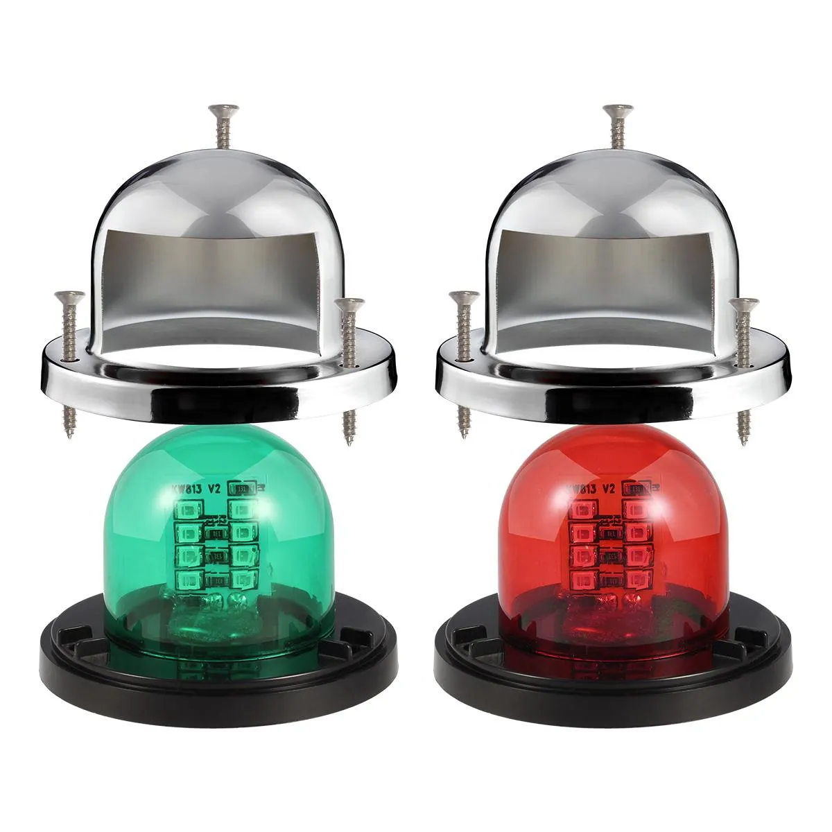 Partsam 12V Marine Boat Yacht Light LED Bow Navigation Lights Deck Mount Red Green Side Port Starboard Lights Sailing Signal Light Submersible 8 LED for Pontoons Skeeter Stainless Steel