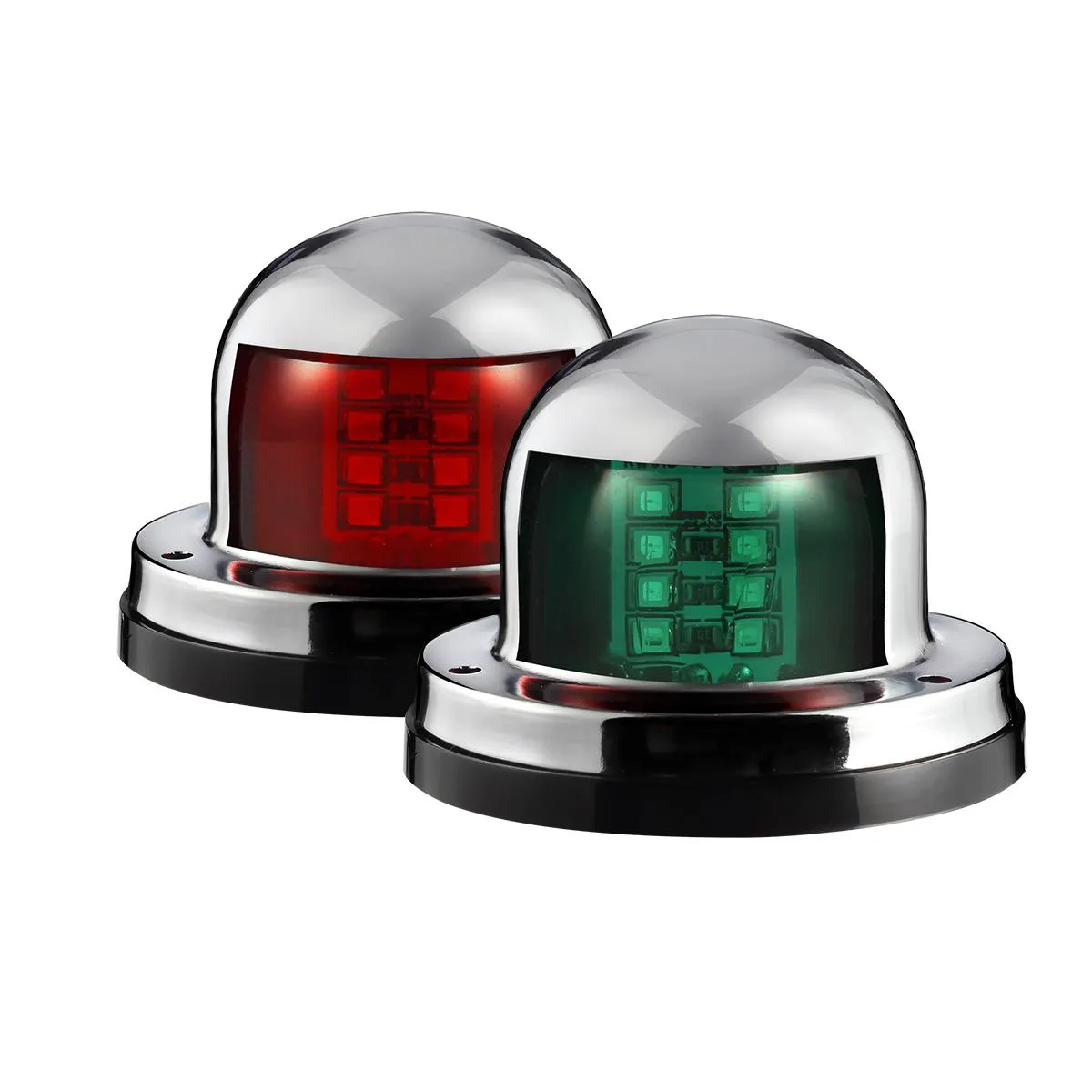 Partsam 12V Marine Boat Yacht Light LED Bow Navigation Lights Deck Mount Red Green Side Port Starboard Lights Sailing Signal Light Submersible 8 LED for Pontoons Skeeter Stainless Steel