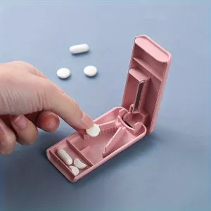 Portable Pill Cutter with Medicine Storage  Easy Rectangular Pill Splitter