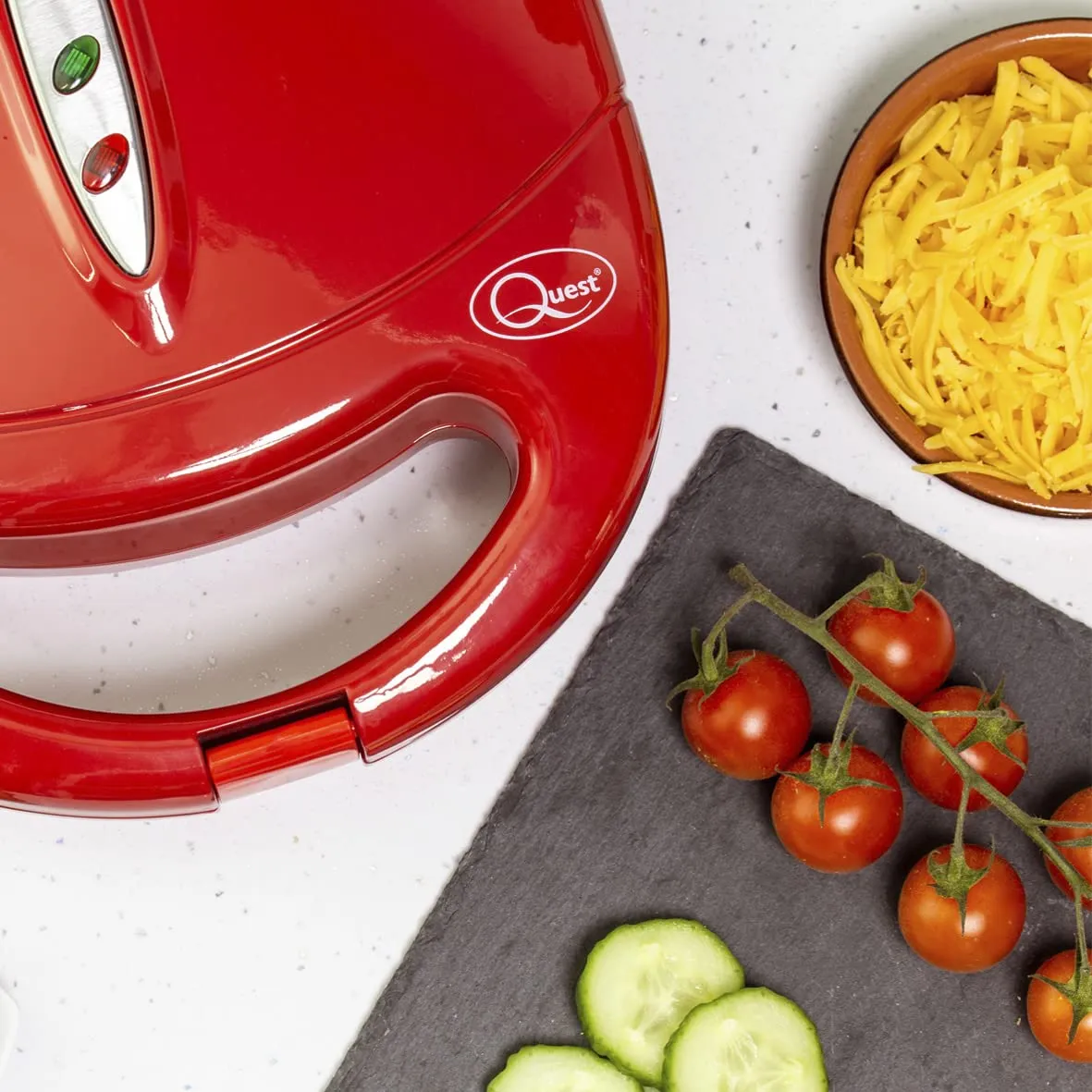 Quest 35149 Sandwich Toastie Maker/Red/Non-Stick Easy Clean/Student Essentials for University